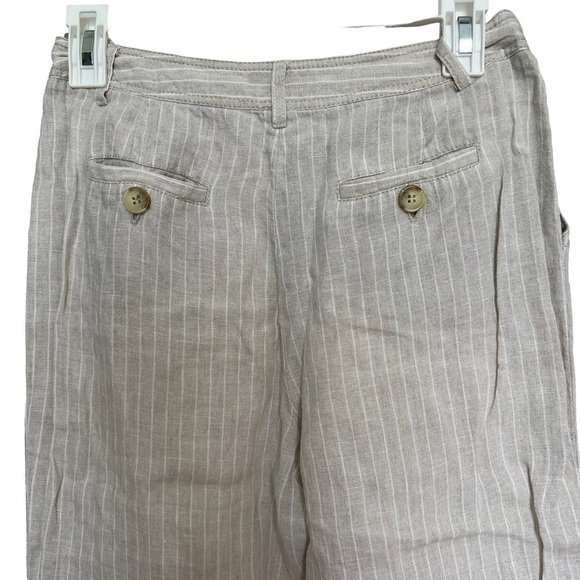 Pure Collection Womens Linen Pants Trousers Striped Beige Neutral size 4 Reg - Picture 4 of 7